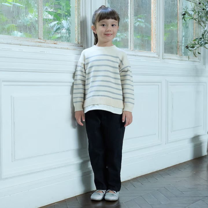 日本童裝 pe#main 假兩件條紋針織毛衣 80-130cm 男童款/女童款 冬季 TOPS