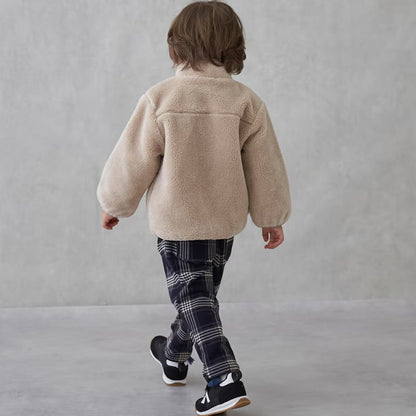 日本童裝 pe#main 薄抓毛格紋彈性長褲 80-130cm 男童款 冬季 PANTS