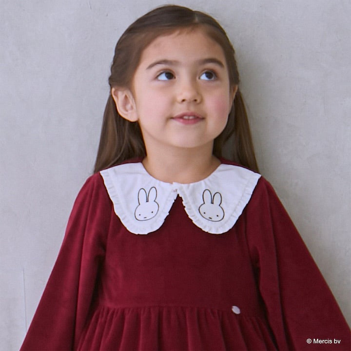日本童裝 pe#main x miffy 翻領連身裙 80-130cm 女童款 冬季 DRESSES 聖誕紅/新年紅