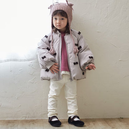 日本童裝 pe#main 蝴蝶結緞帶夾棉外套 80-130cm 女童款 冬季 (適合寒冷天氣、溫度低天氣）OUTERWEAR 