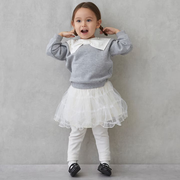 日本童裝 pe#main 抓毛珍珠蝴蝶結衛衣 80-130cm 女童款 冬季 TOPS