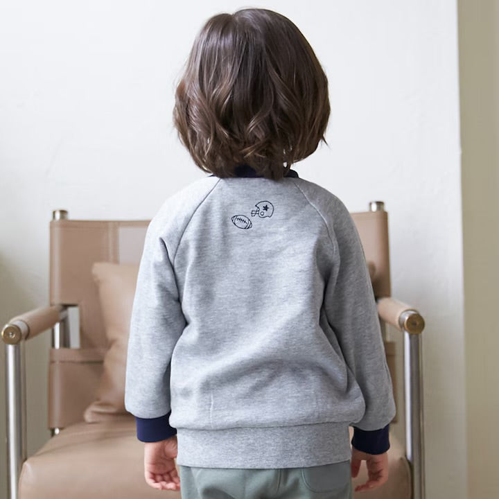 日本童裝 pe#main 抓毛領口撞色衛衣 80-130cm 男童款 冬季 TOPS