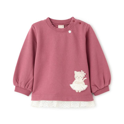 日本童裝 pe#main 動物圖案蕾絲衛衣 80-130cm 女童款 冬季 TOPS