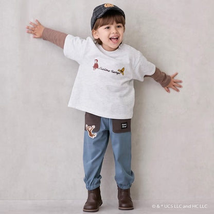 日本童裝 pe#main x Curious George 假兩件上衣 80-130cm 男童款 冬季 TOPS