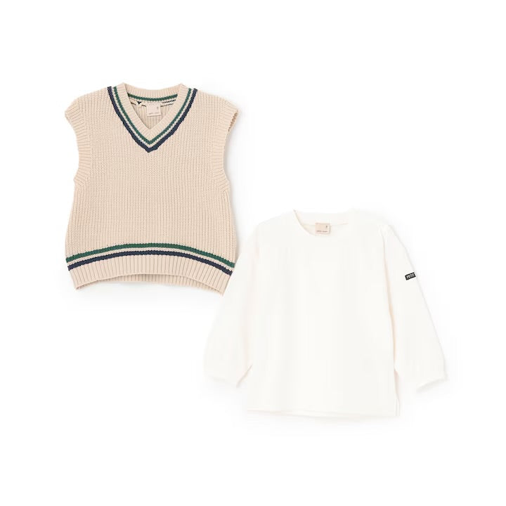 日本童裝 pe#main 針織背心＋上衣套裝 80-130cm 男童款 冬季 TOPS