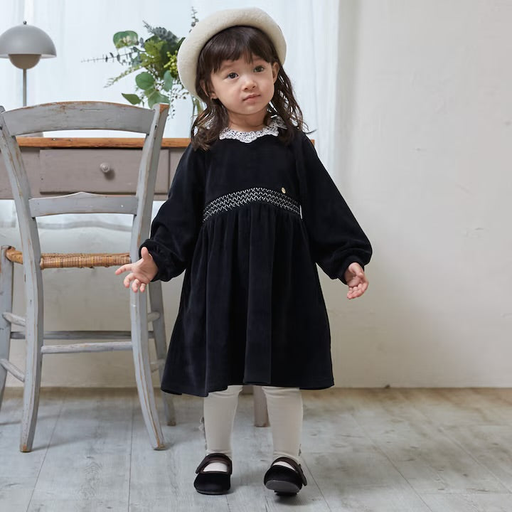 日本童裝 pe#main 天鵝絨蕾絲連身裙 80-130cm 女童款 冬季 DRESSES 面試/宴會/表演