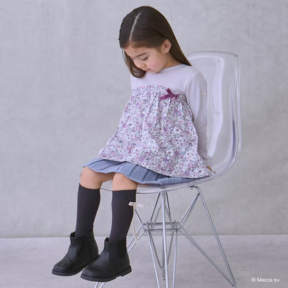 日本童裝 pe#main x miffy 碎花拼接上衣 80-130cm 女童款 冬季 TOPS