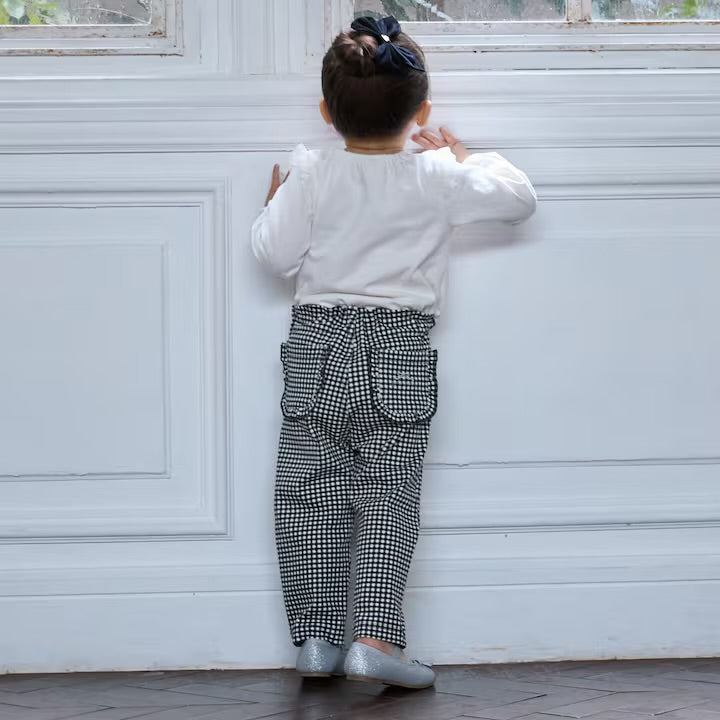 日本童裝 pe#main 【防污系列】口袋荷葉邊長褲 80-130cm 女童款 冬季 PANTS