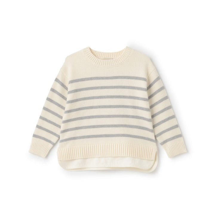 日本童裝 pe#main 假兩件條紋針織毛衣 80-130cm 男童款/女童款 冬季 TOPS
