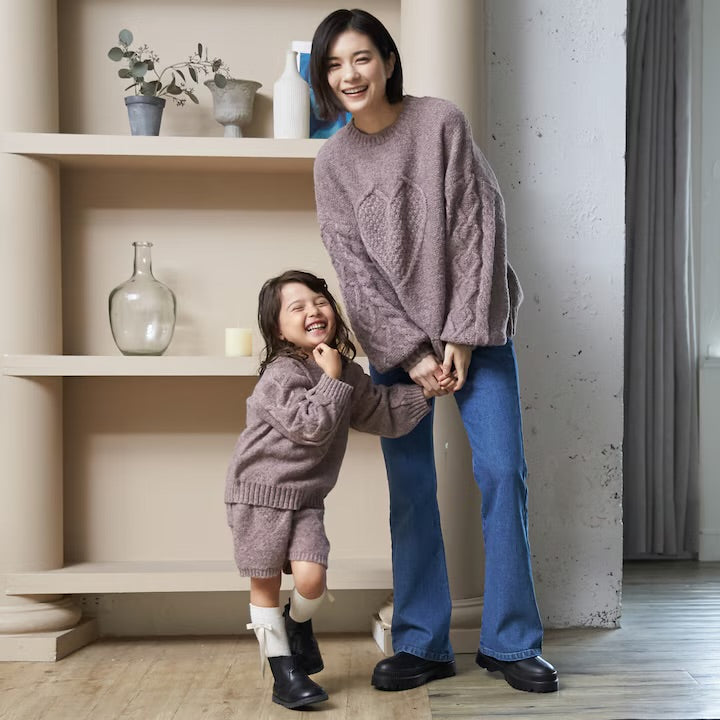 日本童裝 pe#main 心形麻花針織毛衣 80-130cm 女童款 冬季 TOPS