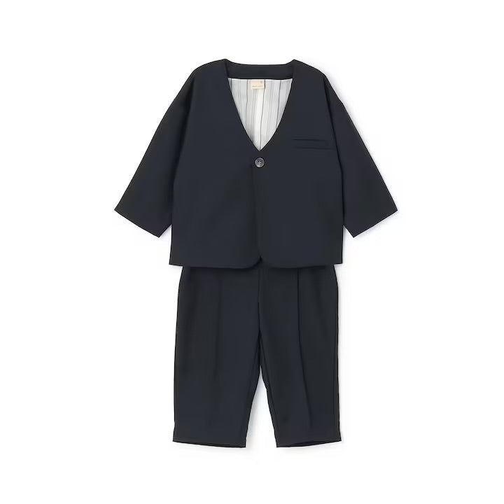 日本童裝 pe#main 無領西裝外套長褲套裝 90-130cm 男童款 冬季 OUTERWEAR PANTS 面試/宴會/表演