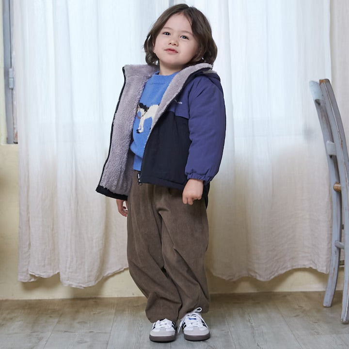 日本童裝 pe#main 2Way 雙面兩著 毛毛風褸 80-130cm 男童款 冬季 (適合初秋、香港平均溫度、寒冷天氣）OUTERWEAR