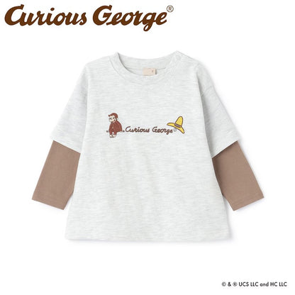日本童裝 pe#main x Curious George 假兩件上衣 80-130cm 男童款 冬季 TOPS