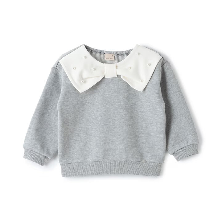 日本童裝 pe#main 抓毛珍珠蝴蝶結衛衣 80-130cm 女童款 冬季 TOPS