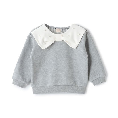 日本童裝 pe#main 抓毛珍珠蝴蝶結衛衣 80-130cm 女童款 冬季 TOPS