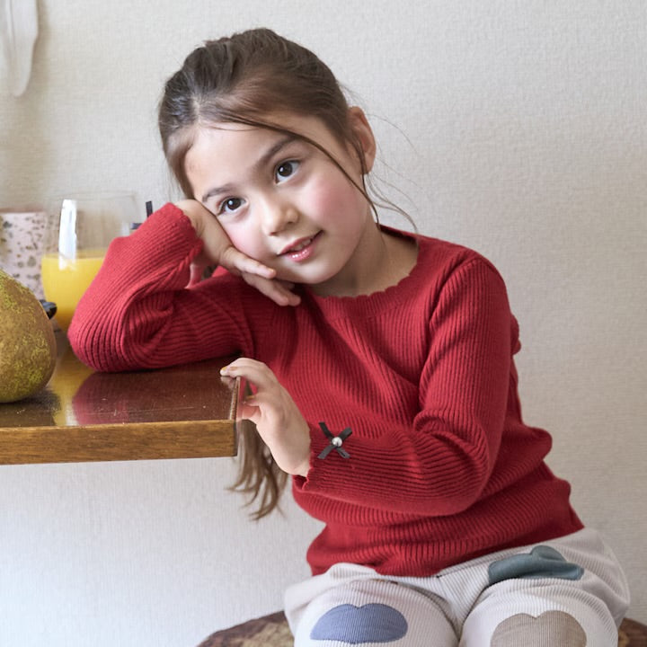 日本童裝 pe#main 羅紋針織上衣 80-130cm 女童款 冬季 TOPS 聖誕紅/新年紅