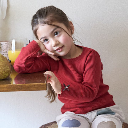 日本童裝 pe#main 羅紋針織上衣 80-130cm 女童款 冬季 TOPS 聖誕紅/新年紅