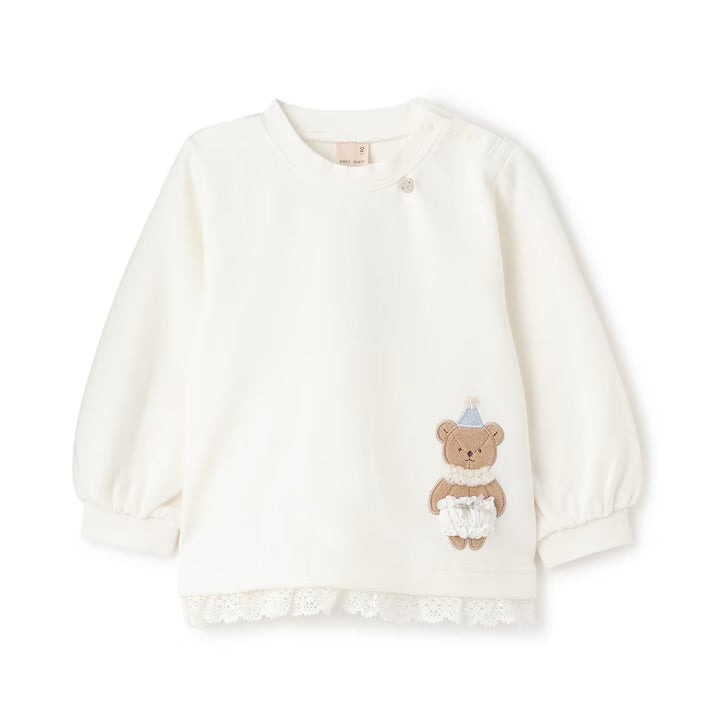 日本童裝 pe#main 動物圖案蕾絲衛衣 80-130cm 女童款 冬季 TOPS