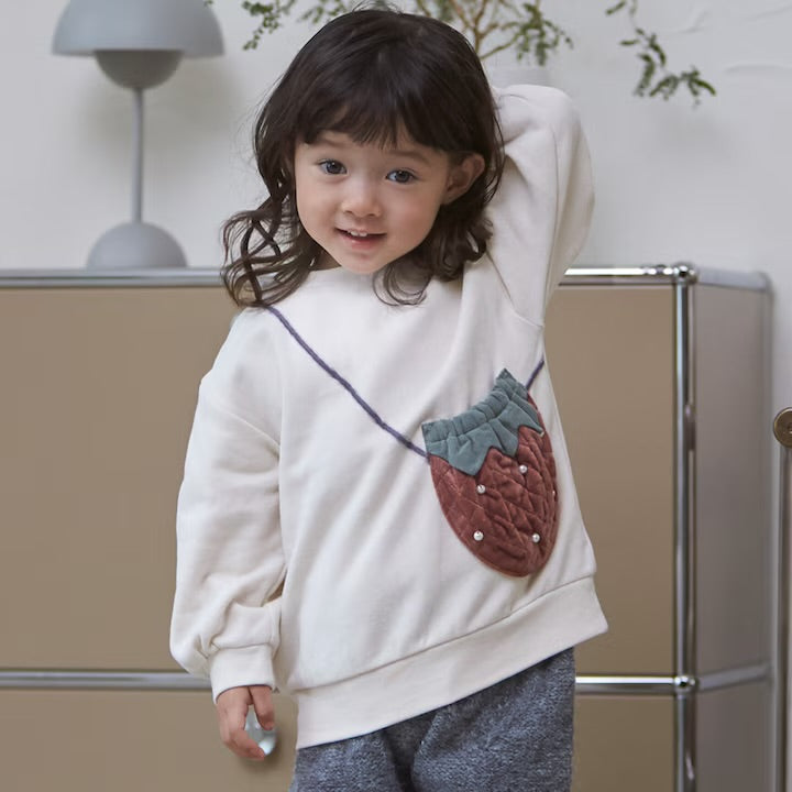 日本童裝 pe#main 抓毛士多啤梨手袋衛衣 80-130cm 女童款 冬季 TOPS