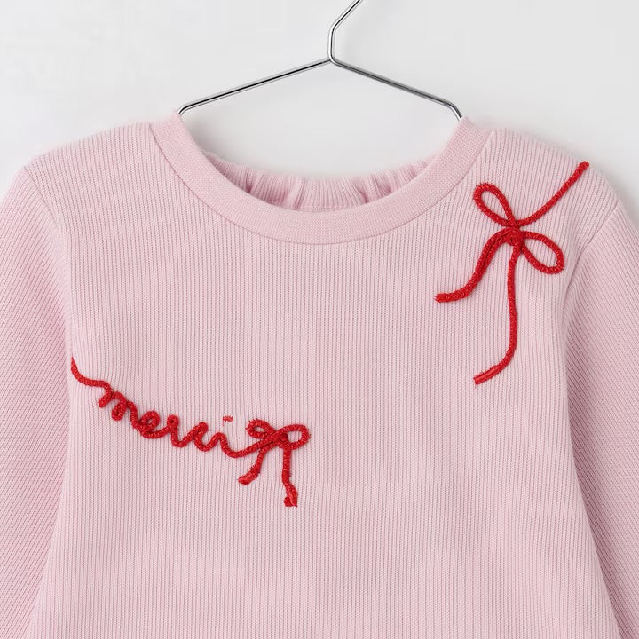 日本童裝 pe#main 刺繡Logo長袖上衣 80-130cm 女童款 冬季 TOPS