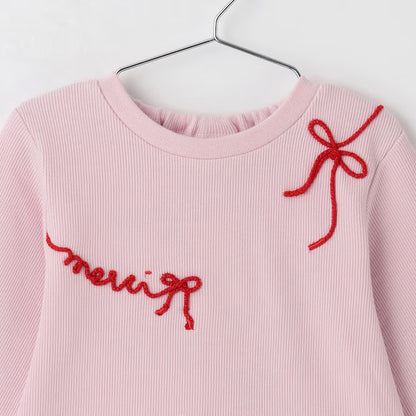 日本童裝 pe#main 刺繡Logo長袖上衣 80-130cm 女童款 冬季 TOPS