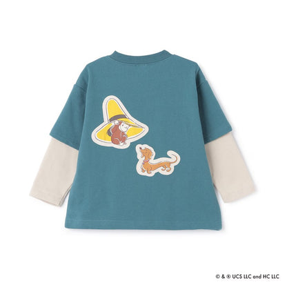 日本童裝 pe#main x Curious George 假兩件上衣 80-130cm 男童款 冬季 TOPS