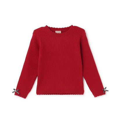 日本童裝 pe#main 羅紋針織上衣 80-130cm 女童款 冬季 TOPS 聖誕紅/新年紅