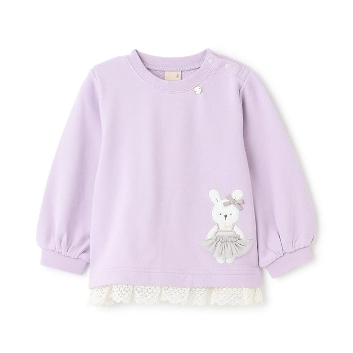 日本童裝 pe#main 動物圖案蕾絲衛衣 80-130cm 女童款 冬季 TOPS