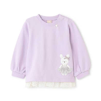 日本童裝 pe#main 動物圖案蕾絲衛衣 80-130cm 女童款 冬季 TOPS