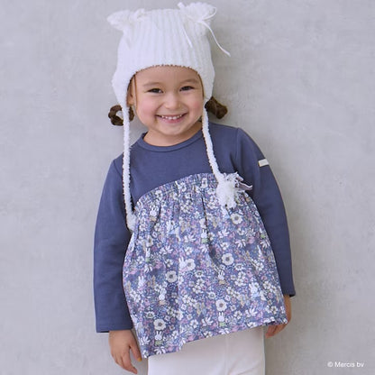 日本童裝 pe#main x miffy 碎花拼接上衣 80-130cm 女童款 冬季 TOPS
