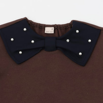 日本童裝 pe#main 抓毛珍珠蝴蝶結衛衣 80-130cm 女童款 冬季 TOPS