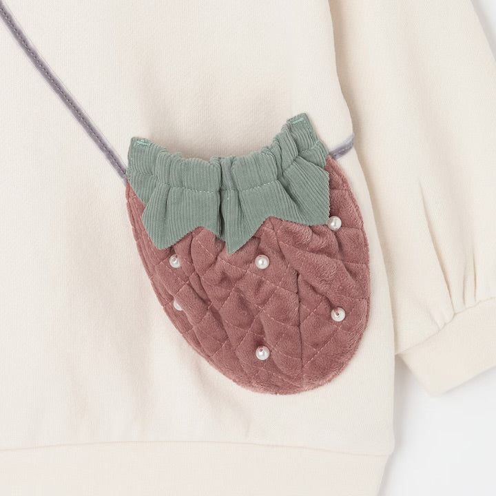 日本童裝 pe#main 抓毛士多啤梨手袋衛衣 80-130cm 女童款 冬季 TOPS