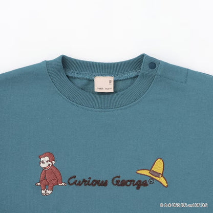 日本童裝 pe#main x Curious George 假兩件上衣 80-130cm 男童款 冬季 TOPS
