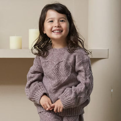 日本童裝 pe#main 心形麻花針織毛衣 80-130cm 女童款 冬季 TOPS