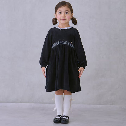 日本童裝 pe#main 天鵝絨蕾絲連身裙 80-130cm 女童款 冬季 DRESSES 面試/宴會/表演