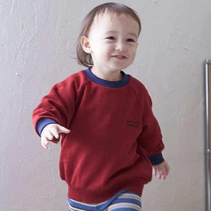 日本童裝 pe#main 抓毛領口撞色衛衣 80-130cm 男童款 冬季 TOPS