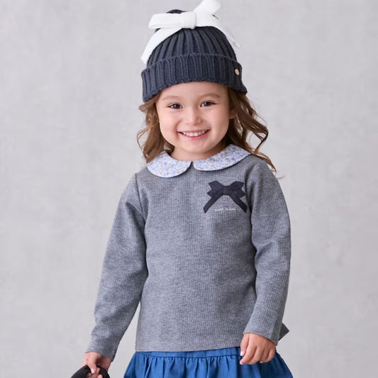 日本童裝 pe#main 緞帶領長袖上衣 80-130cm 女童款 冬季 TOPS