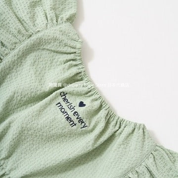 Japanese children's clothing Ly# mine ruffle sleeve top 100-150cm girls summer TOPS 