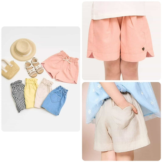 Japanese children's clothing apres les cours heart-shaped pocket shorts 80-140cm girls summer PANTS 