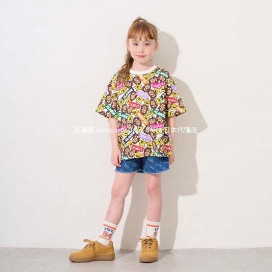 Japanese children's clothing X-girl Stages gorilla print top 80-140cm girls summer TOPS 