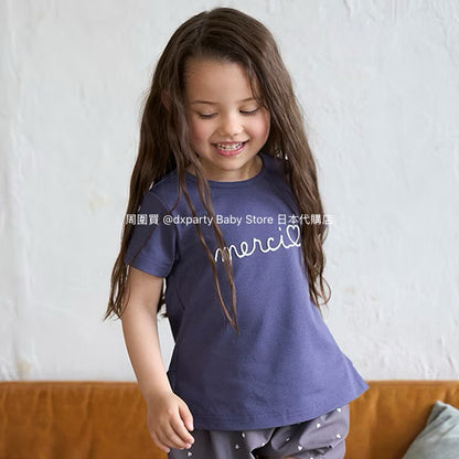 Japanese children's clothing pe#main amphibious quick-drying embroidered top 80-130cm girls summer TOPS summer swimsuit special edition 
