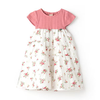 Japanese children's clothing pe#main patchwork dress 80-130cm girls summer dresses 