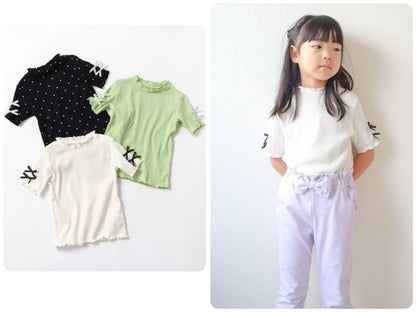 日本童裝 apres les cours 蝴蝶結袖上衣 80-140cm 女童款 夏季 TOPS