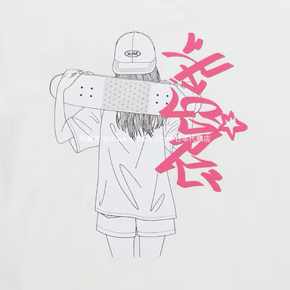 Japanese children's clothing X-girl Stages skateboard girl print top 90-140cm girls summer TOPS 