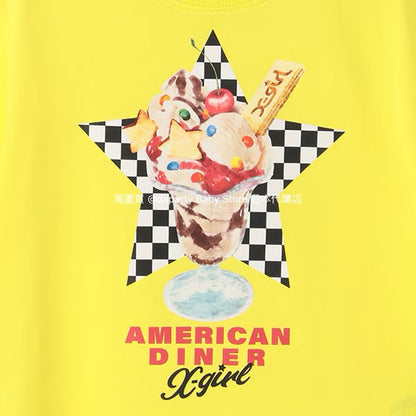 Japanese children's clothing X-girl Stages ice cream print top 80-140cm girls summer TOPS 