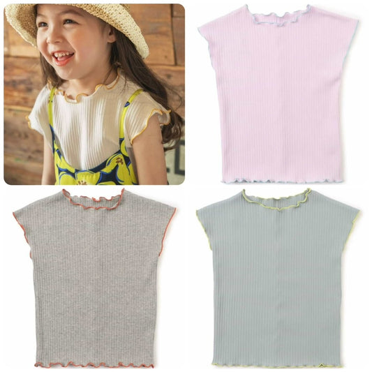 Japanese children's clothing BREEZE soft ribbed vest 80-140cm girls summer TOPS 
