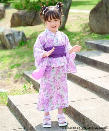 Japanese children's clothing aF#a325 x Sanrio 2Way Yukata Japanese Kimono 110-150cm Girls Summer Outerwear Skirts Japanese Summer Festival Special 