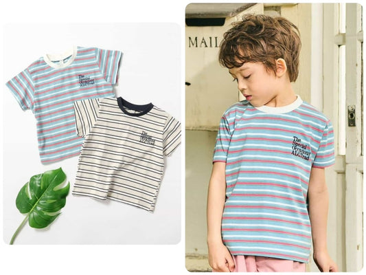 Japanese children's clothing apres les cours striped top 80-130cm boys' summer TOPS 