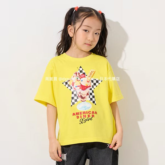 Japanese children's clothing X-girl Stages ice cream print top 80-140cm girls summer TOPS 