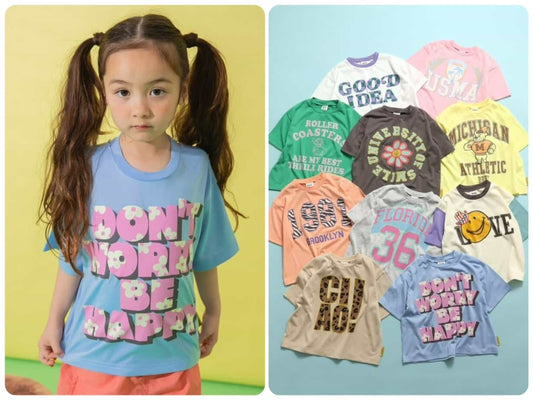 Japanese children's clothing BREEZE quick-drying water-absorbing printed tops 80-140cm boys'/girls' summer TOPS 